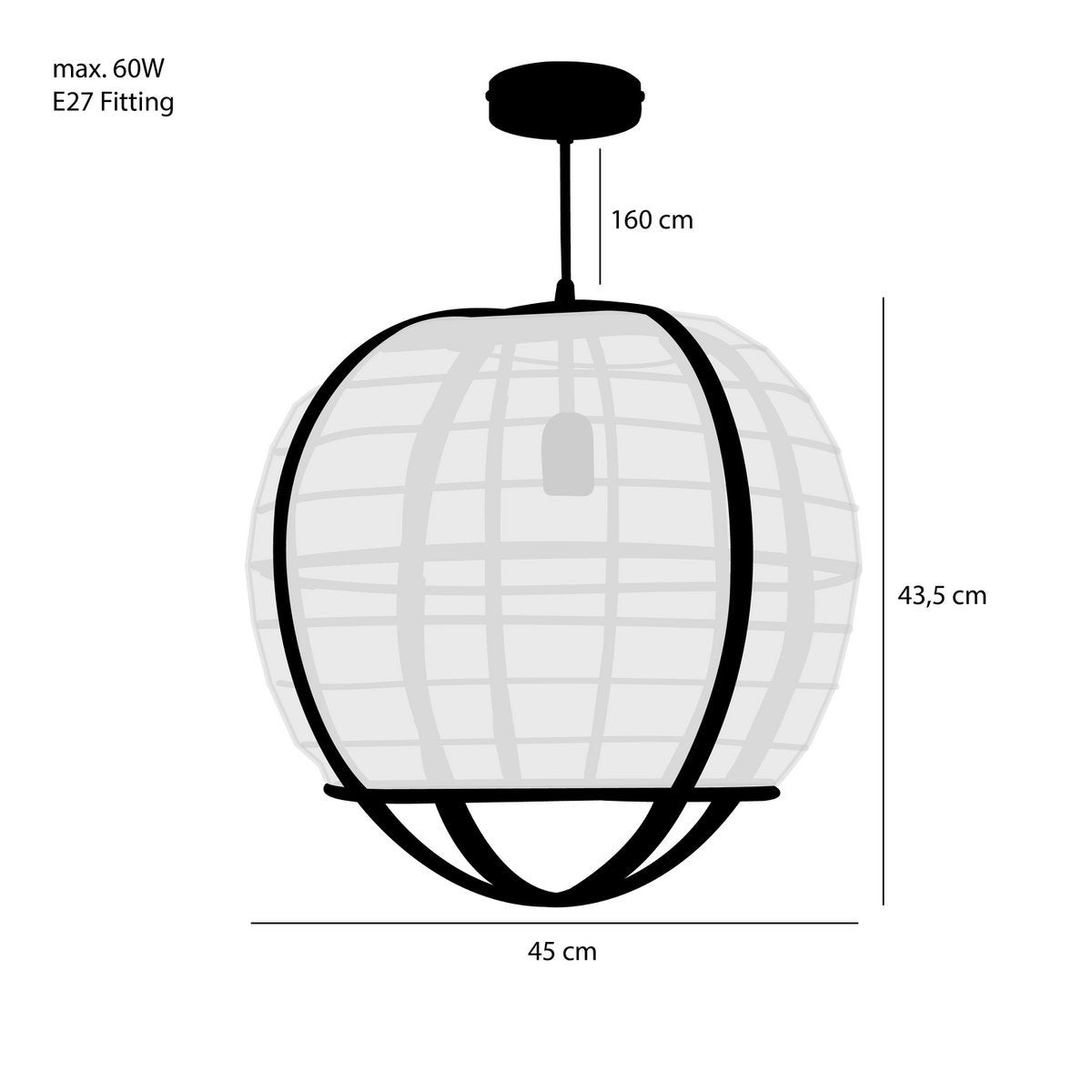 Mica Decorations - Pella Hängelampe - H44 x Ø45 cm - Leinen - gebrochenes Weiß