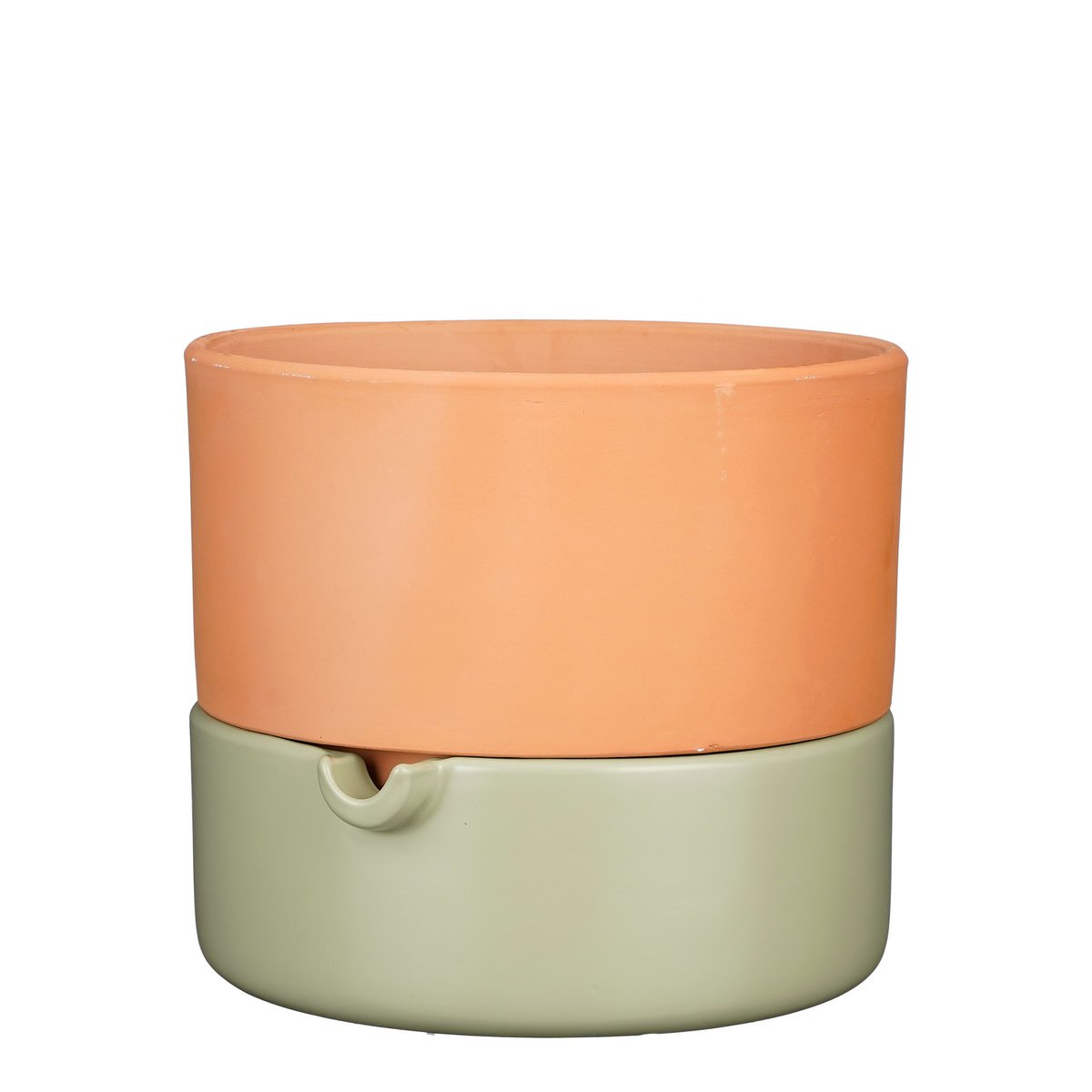 Mica Décorations - Pot de Fleur Auto-arrosage Venna - H20,5 x Ø24 cm - Terre Cuite - Vert Clair