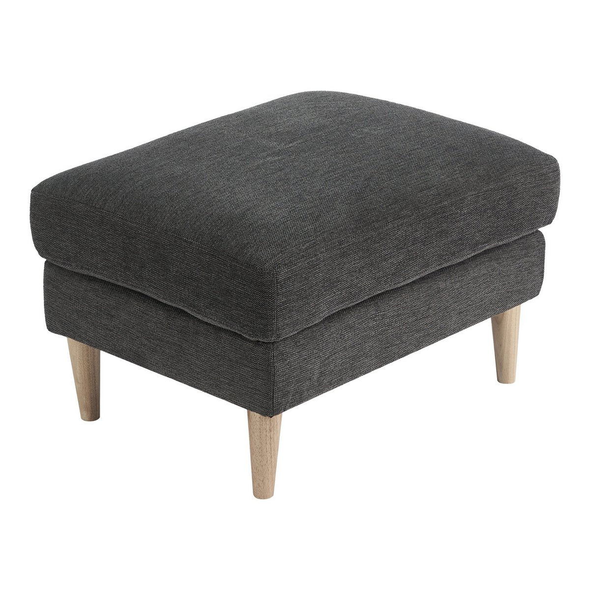 House Nordic - Bologna Pouf - Pouf, dunkelgrau mit natürlichen Holzbeinen, HN1045