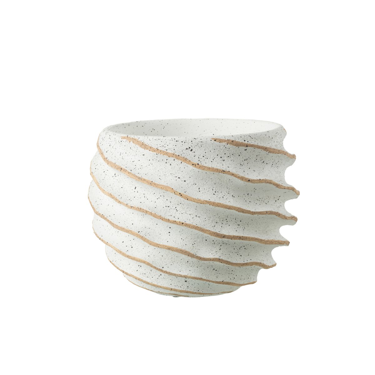 J-Line - Pot de Fleurs Stripe - Céramique - Blanc/Beige - Grand - Ø27cm