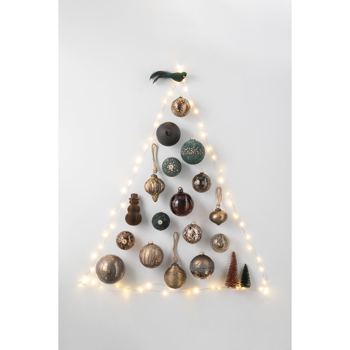 J-Line Doos Van 6 Kerstballen Patroon Fluweel Glas Donker Groen Small