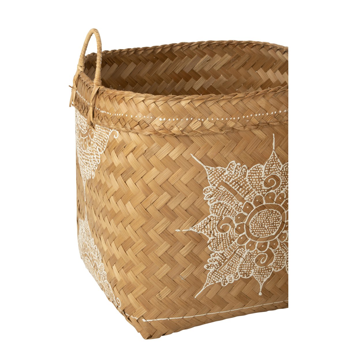 J-Line - Panier Dessin - Bambou - Blanc/Naturel