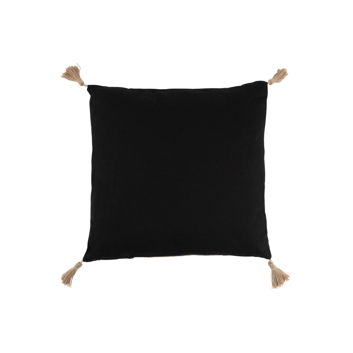 J-Line - Coussin Tissé Carré - Polyester - Noir