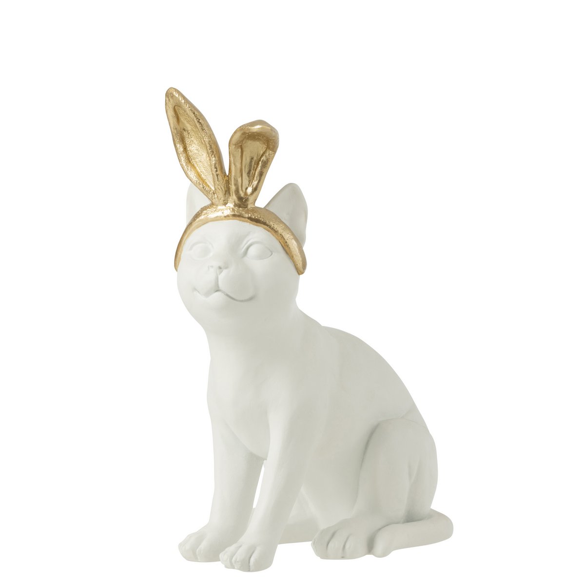 J-Line - Decoratie Kat Oor - Polyresin - Goud/Wit - Large