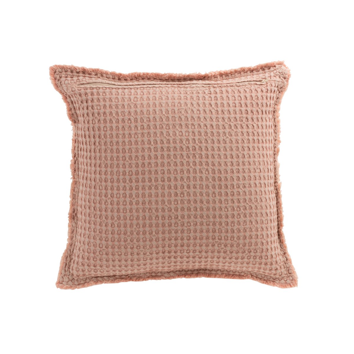 J-Line - Coussin motif gaufré - Coton - Rose clair