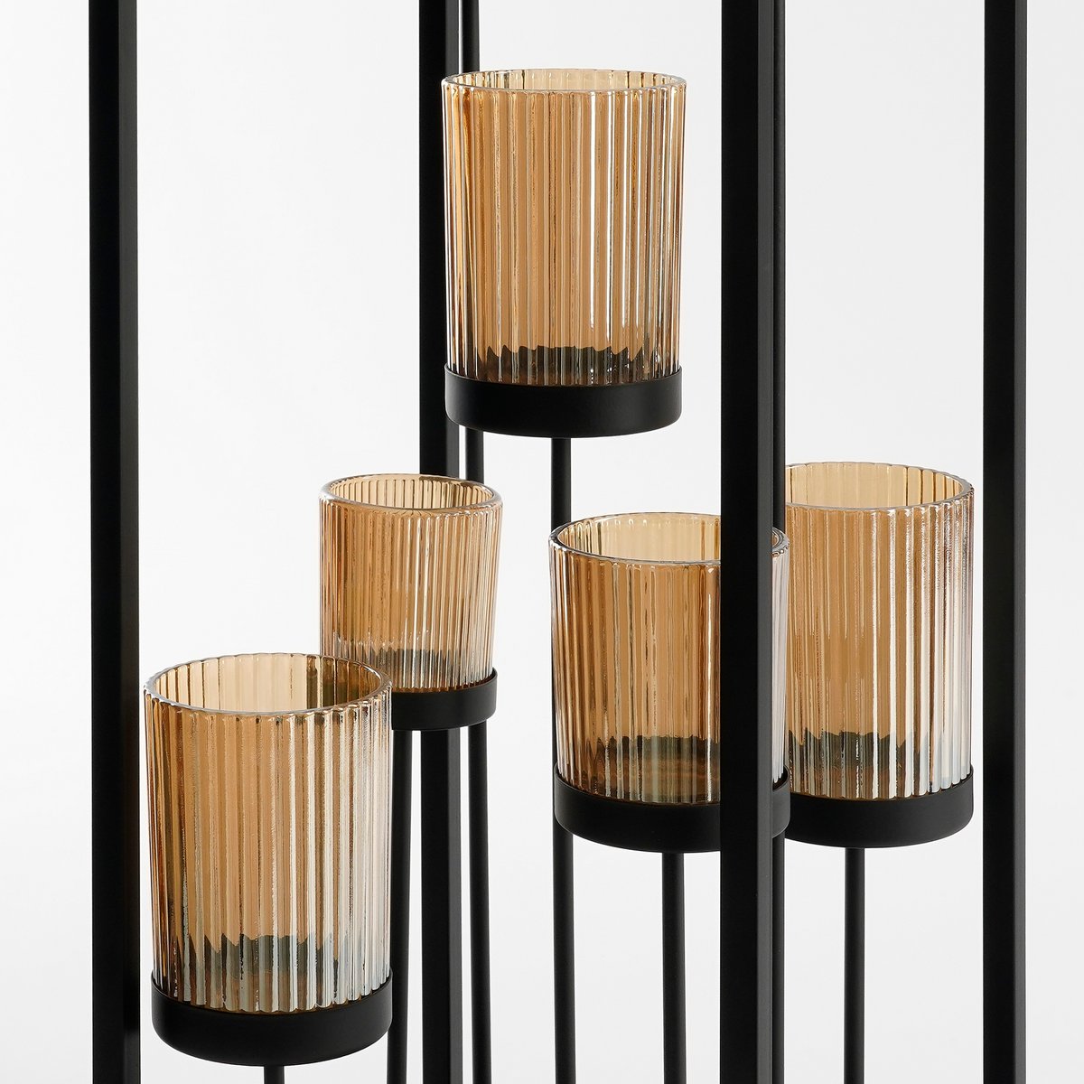 Mica Decorations – Lomond Kerzenhalter – L21 x B21 x H61 cm – Metall – Schwarz, Gold