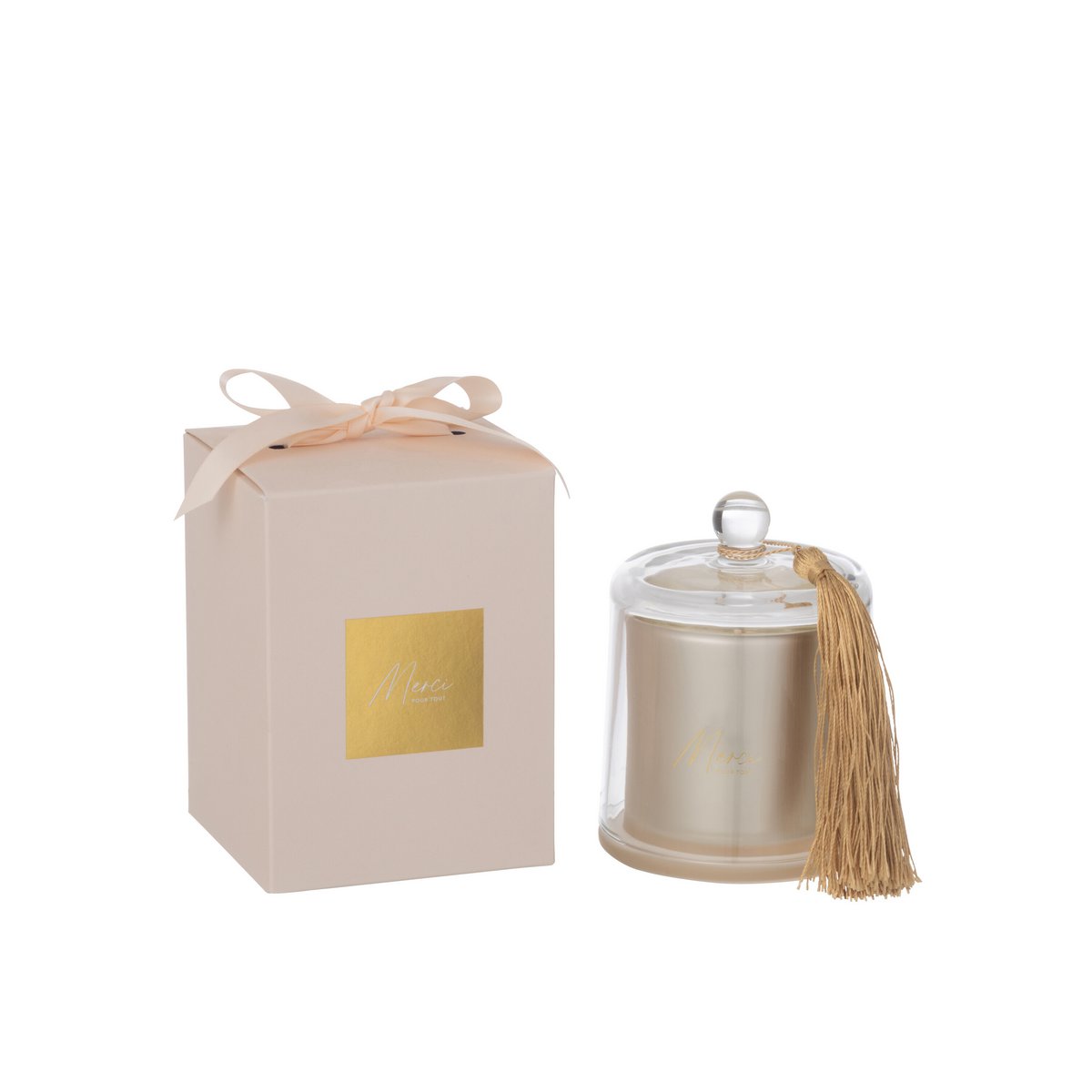 J-Line - Bougie Parfumée Cloche Merci Beige Petite 30 Heures