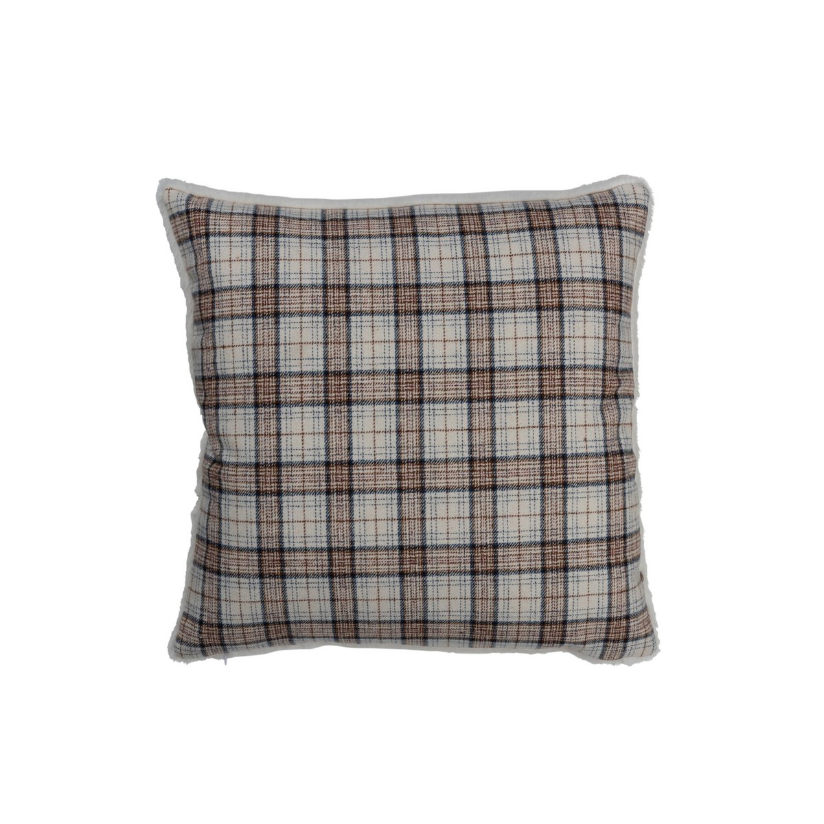 J-Line - Coussin Diamond Square - Polyester - Marron/Blanc