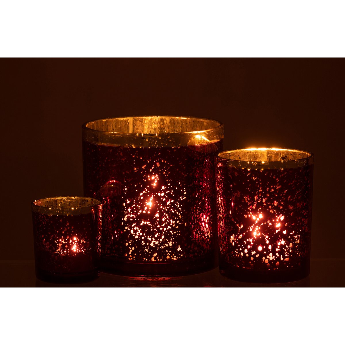 J-Line - Lantern Edge - Verre - Or/Bordeaux - Grand