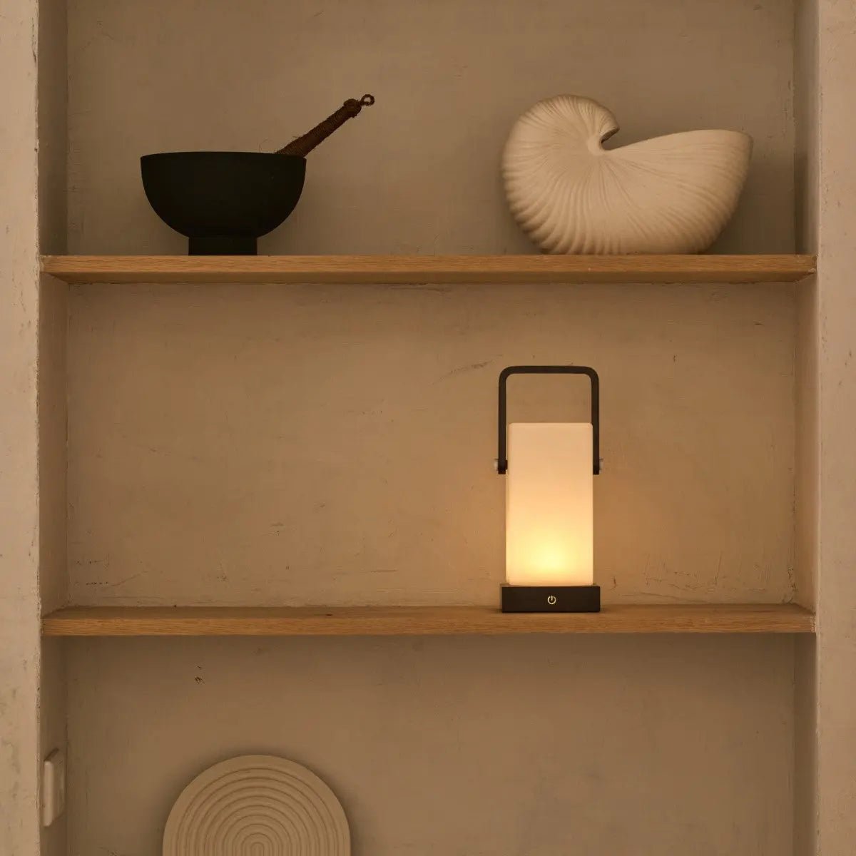 Tavellio-Amsterdam - Harper Donkerbruine Houten Lamp – Snoerloze Oplaadbare Tafellamp met Handvat