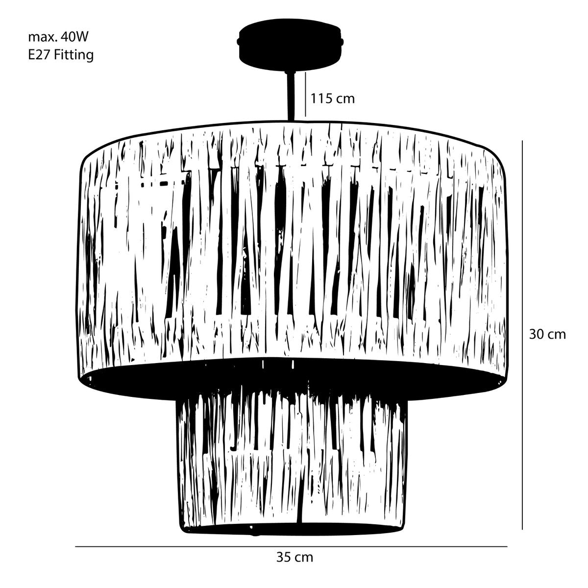 Mica Decorations - Lampe à suspension Elisa - H30 x Ø35 cm - Raphia - Marron clair