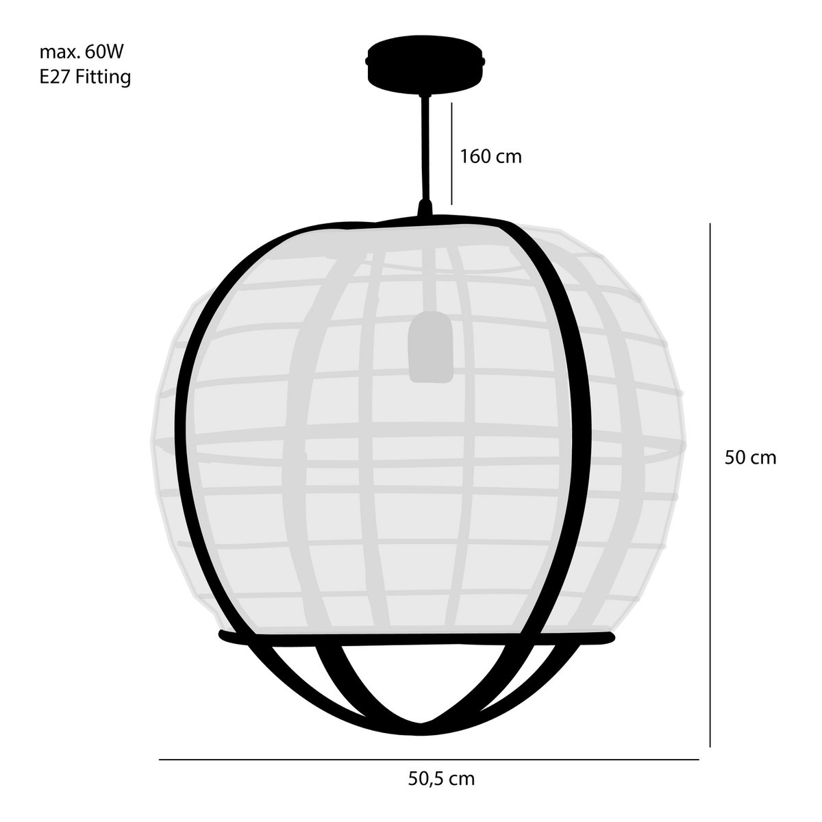 Mica Decorations - Pella Hängelampe - H50 x Ø51 cm - Leinen - gebrochenes Weiß