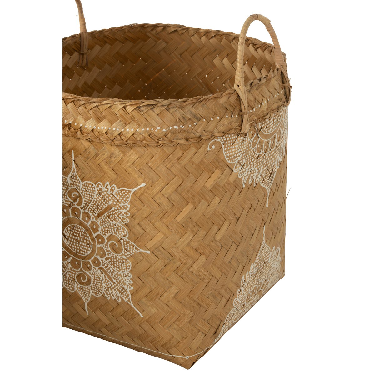 J-Line - Panier Dessin - Bambou - Blanc/Naturel