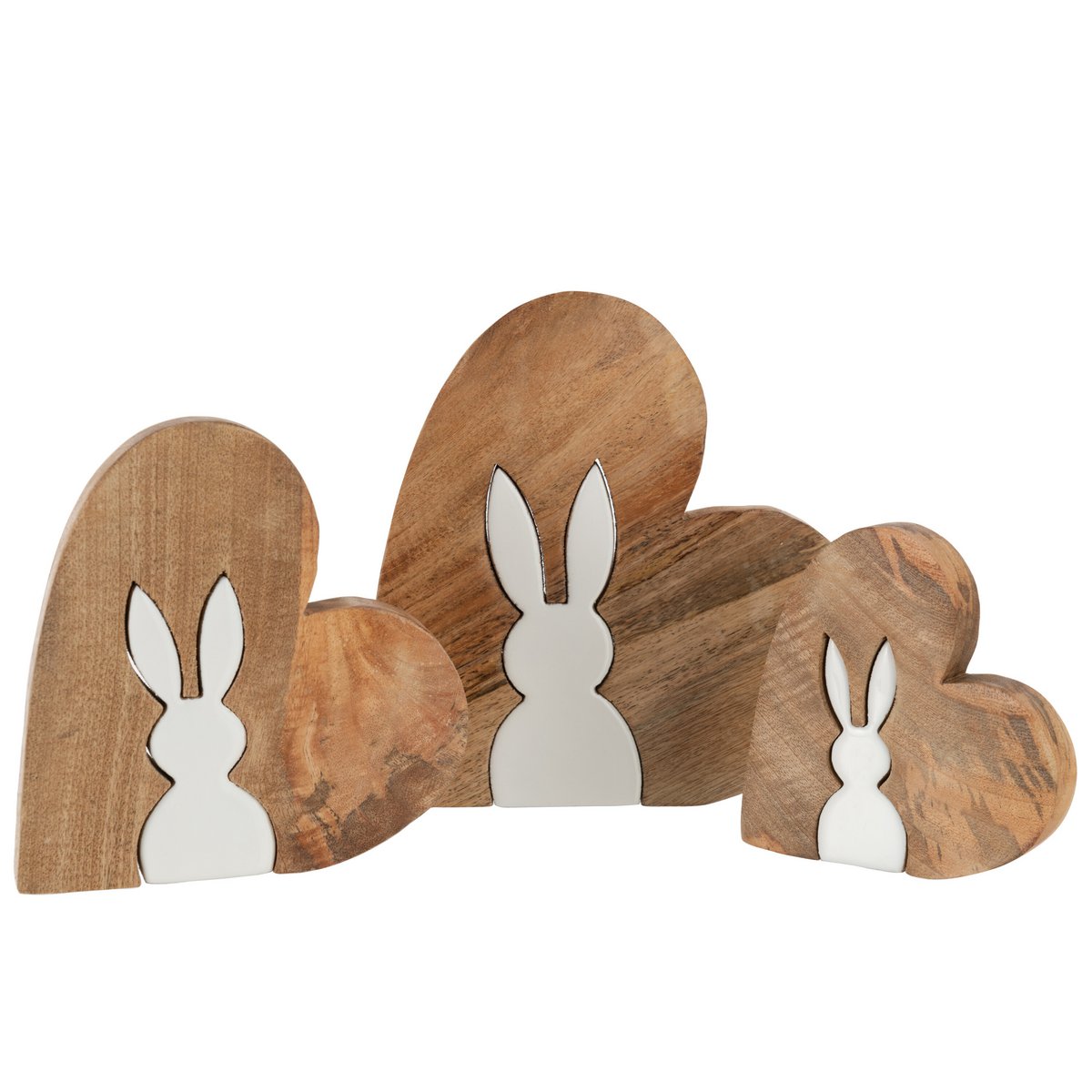 J-Line - Puzzle Décoration Lapin Silouette - Bois - Naturel - Blanc - Grand