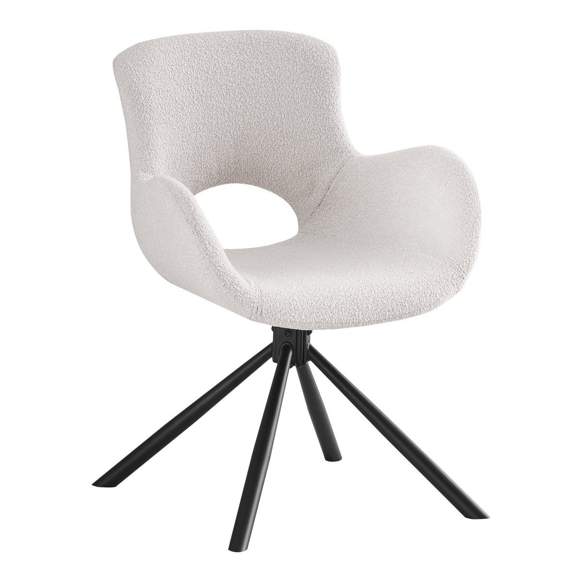 House Nordic - Amorim Dining Chair - Esszimmerstuhl, in cremefarbenem Bouclé mit Drehknopf - 2er-Set