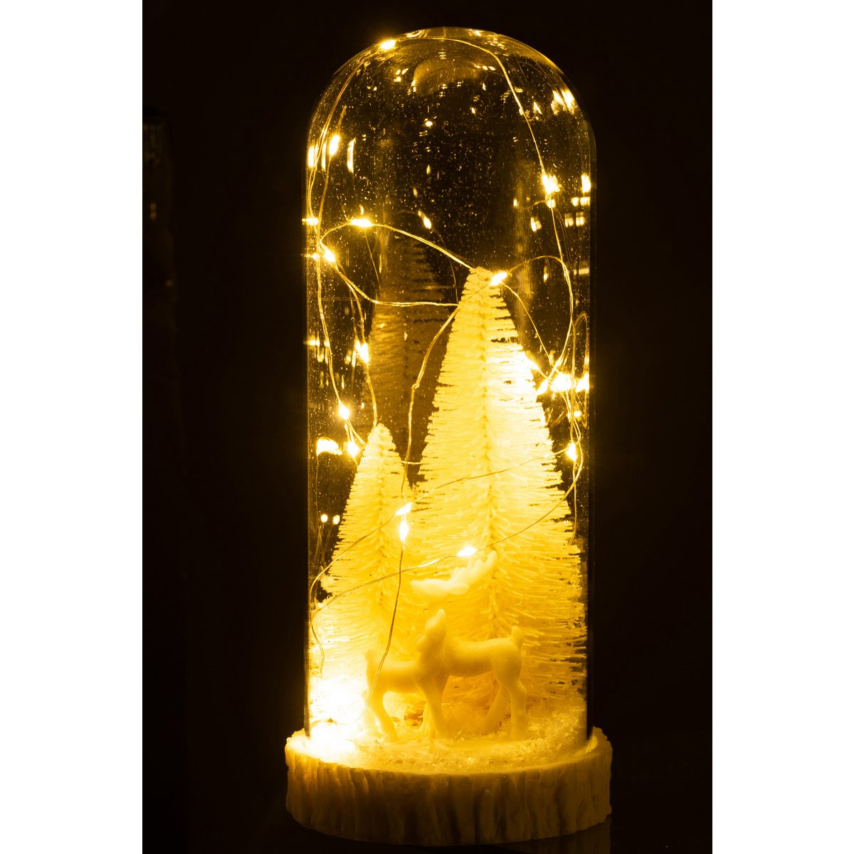 J-Line - Décoration Cloche High Deer - Verre/Résine - Blanc - LED - Grand