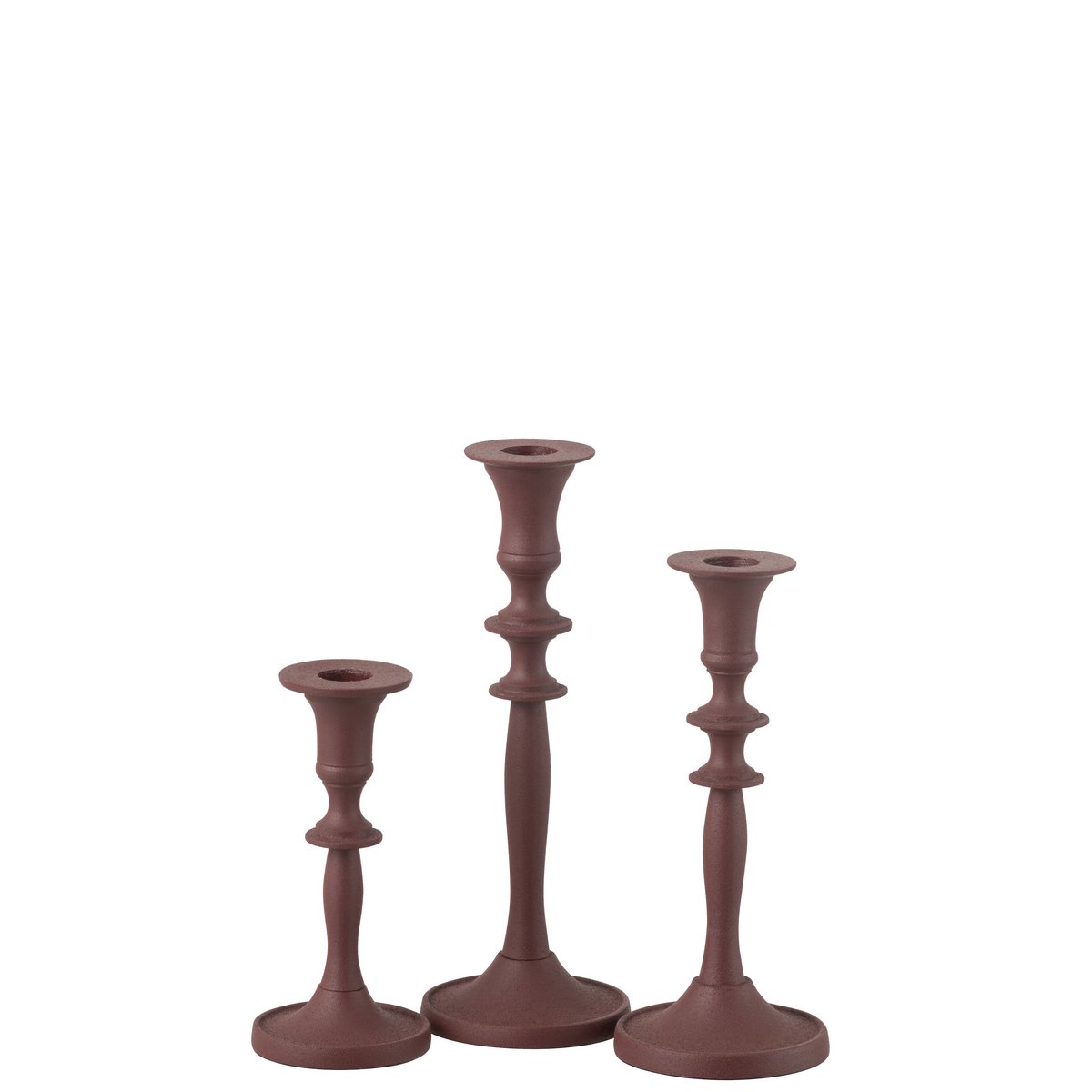 J-Line - Set de 3 Bougeoirs Classic Aluminium Marron Châtaigne