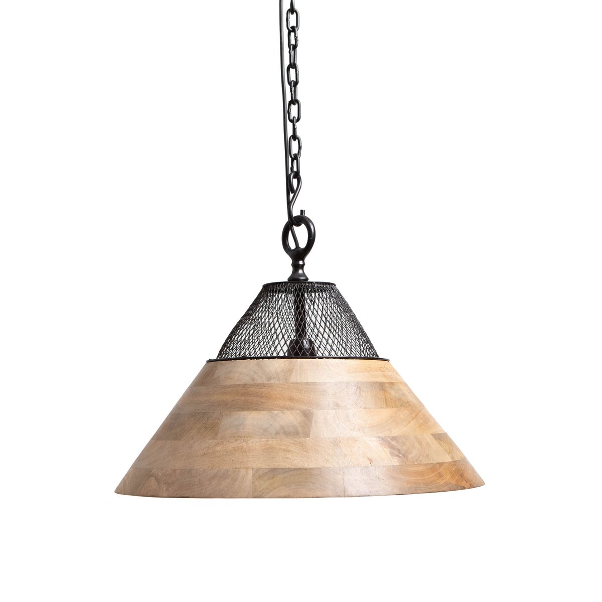1304 Design - Hanglamp TONY naturel hout+mat zwart Ø50x30cm