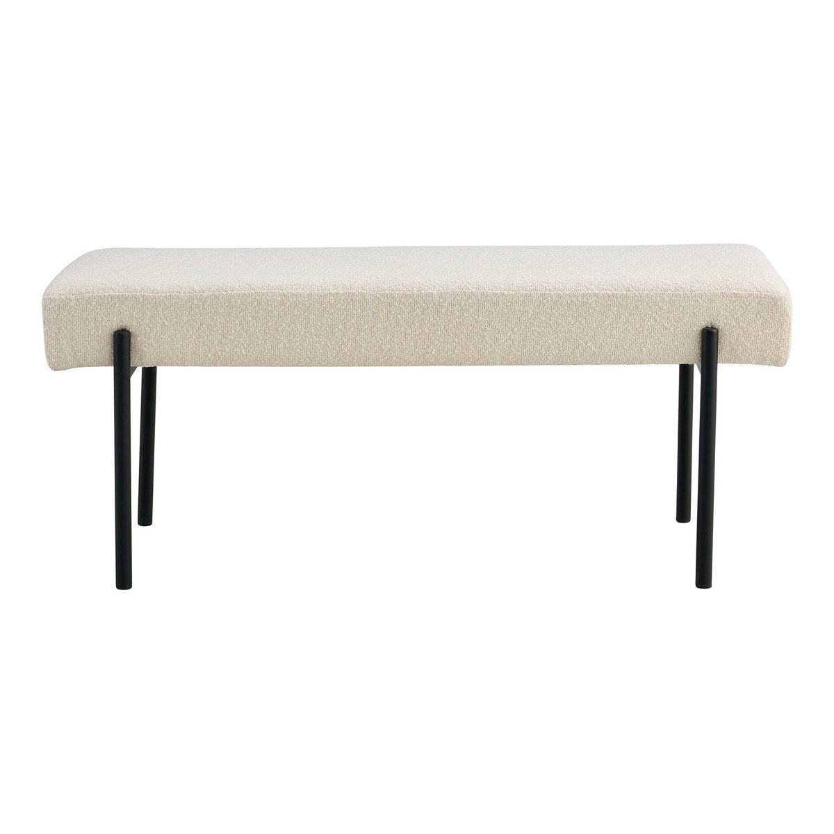 House Nordic - Banc Swindon - Canapé en bouclé, blanc avec pieds noirs, 100x36x42,5 cm, HN1232