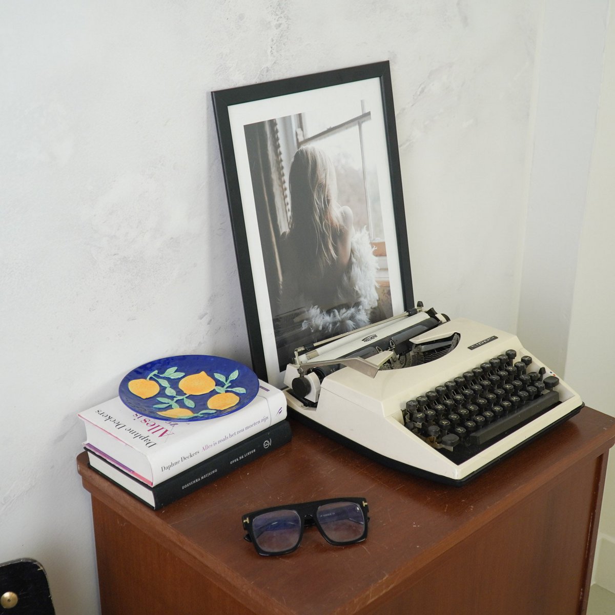 Housevitamin - Deco-platen- blauw/geel-17,5x17,5x2cm