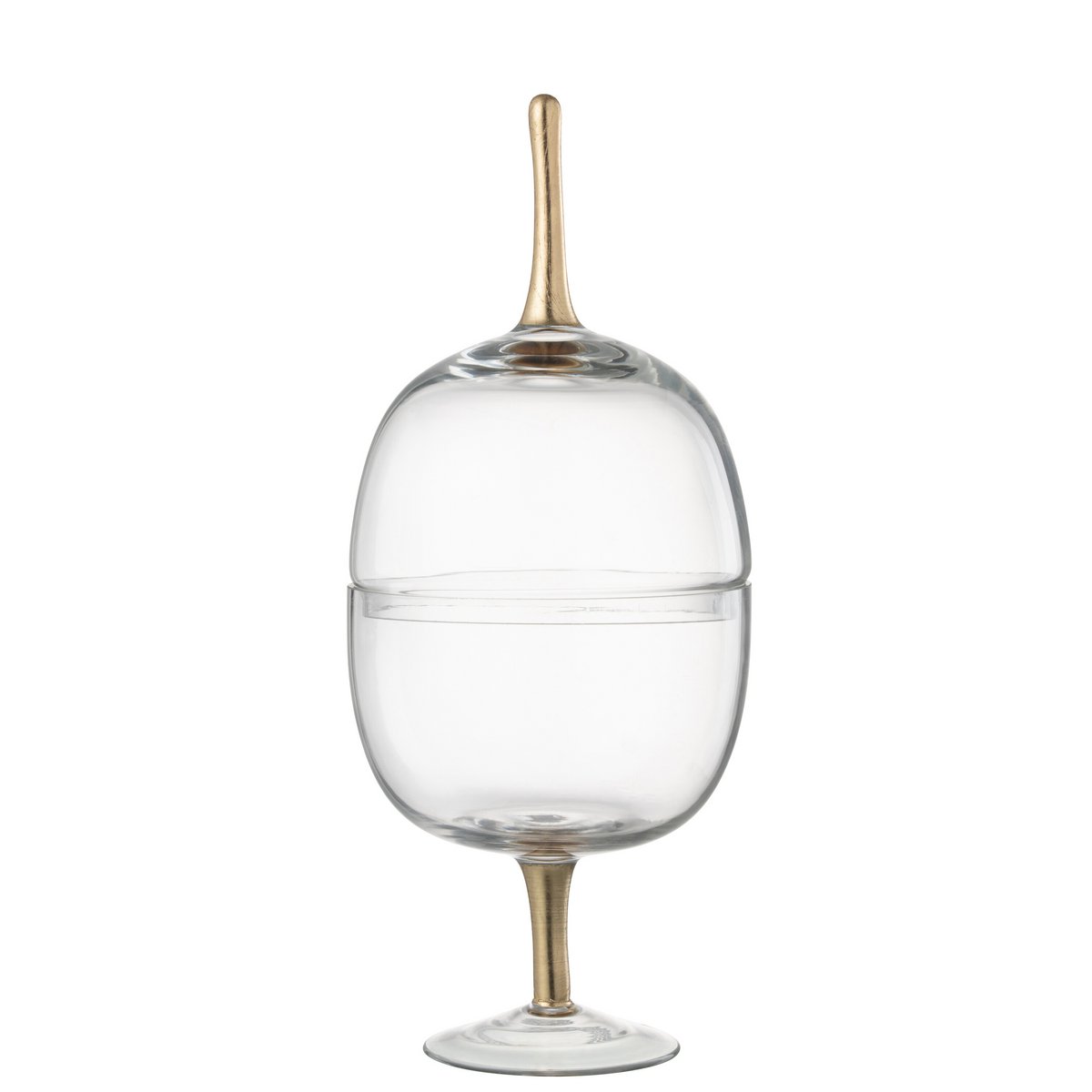 J-Line - Pot de Rangement Sur Pied Verre Transparent Doré Large