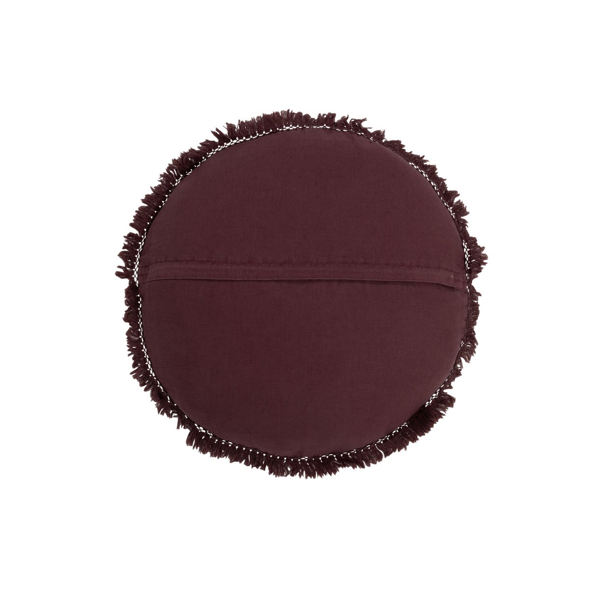 J-Line - Coussin Rond Velours - Coton/Lin - Violet