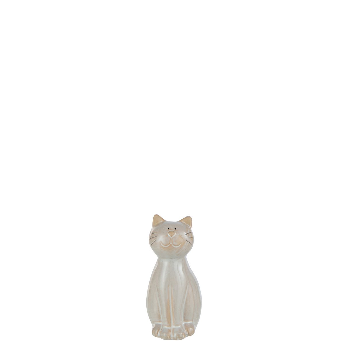 J-Line – Deko-Katze sitzend – Porzellan – Beige – Klein