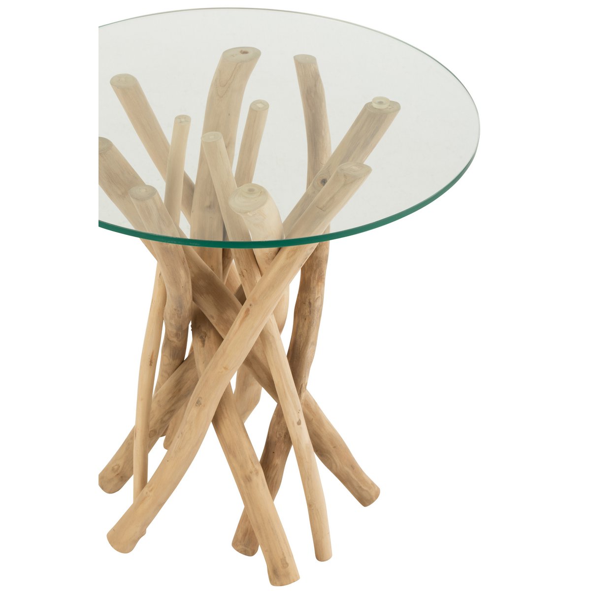 J-Line – Beistelltisch Branches Teak – Holz/Glas – Natur