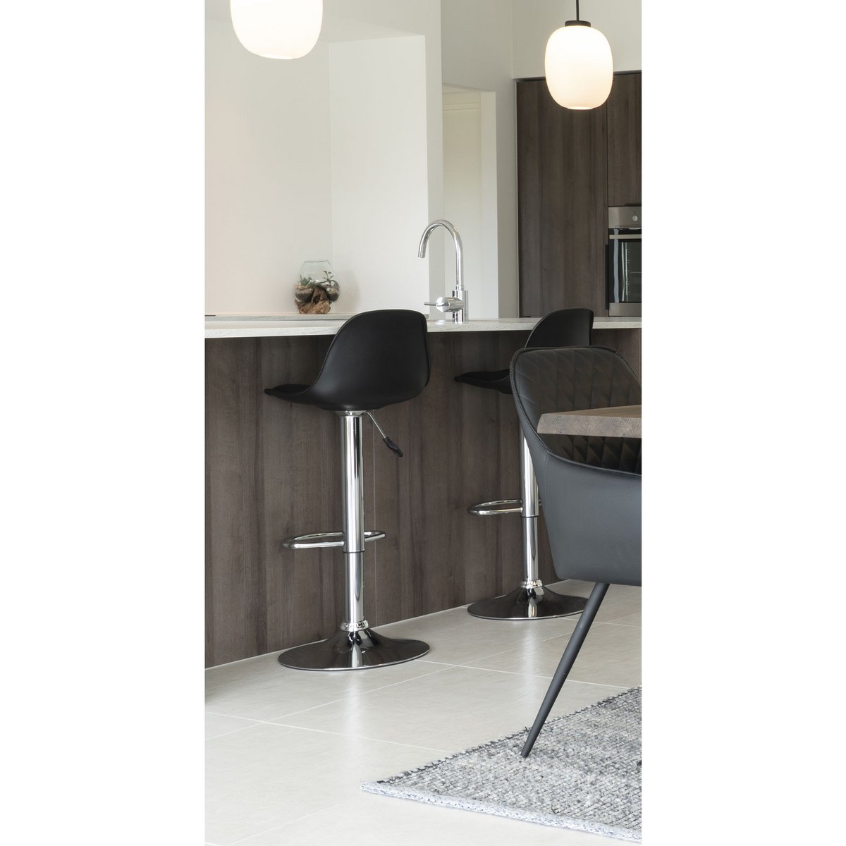 House Nordic - Chaise de bar Trondheim - lot de 2 - Noir