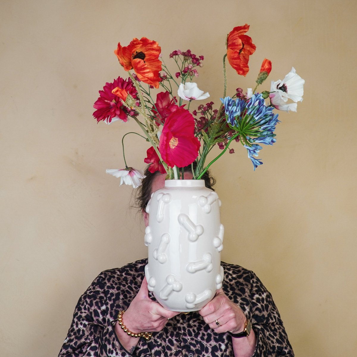 Housevitamin - Vaas - Dick - Keramiek - Beige - 17x17x27cm