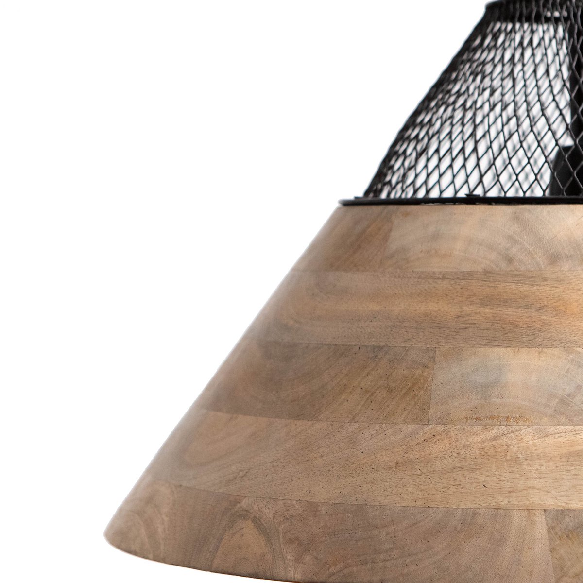 1304 Design - Hanglamp TONY naturel hout+mat zwart Ø50x30cm