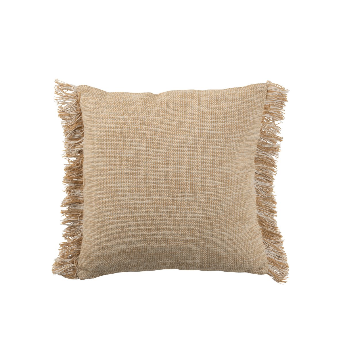 J-Line - Coussin Franges - Coton - Beige