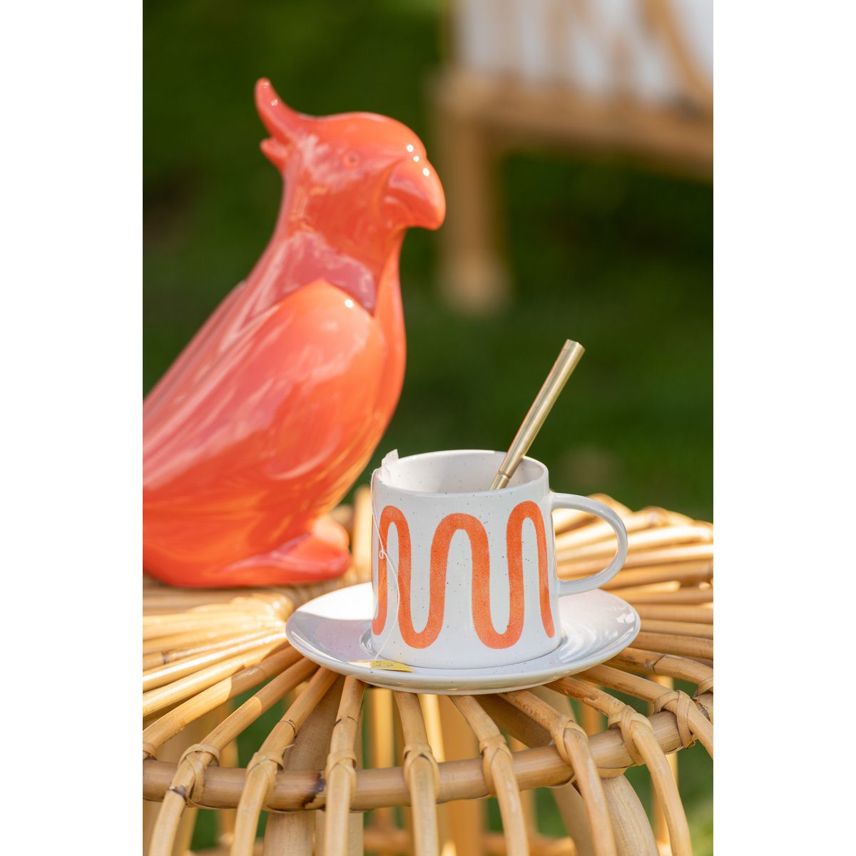 J-Line - Mug Curve + Assiette - Porcelaine - Orange