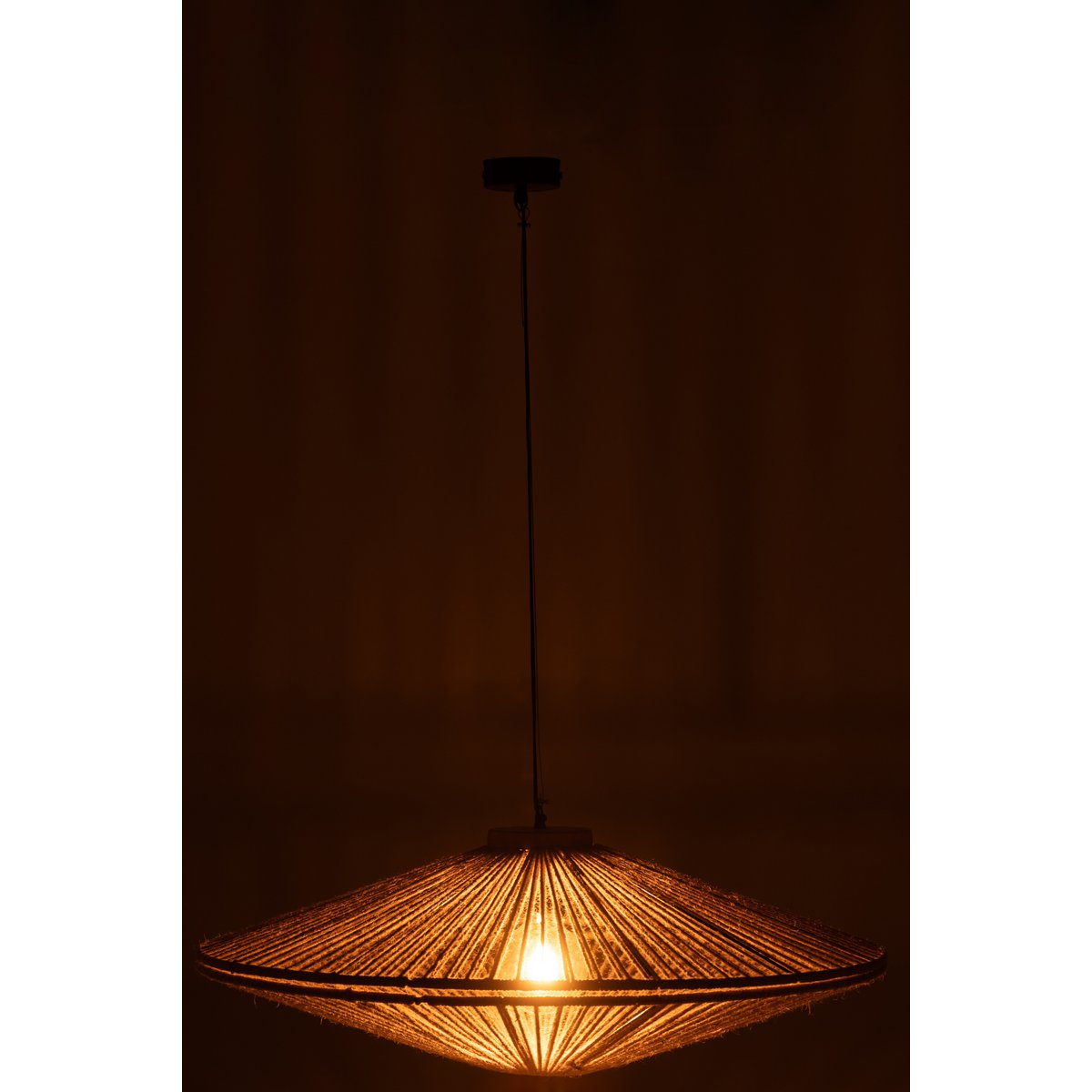 J-Line - Lampe suspendue Ovni Fer/Jute Naturel Large