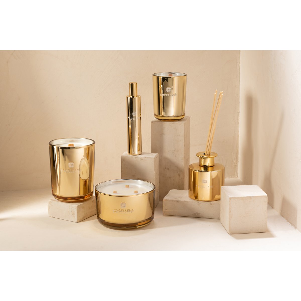 J-Line - Bougie parfumée Excellent Golden Honey Gold Large-40 Heures