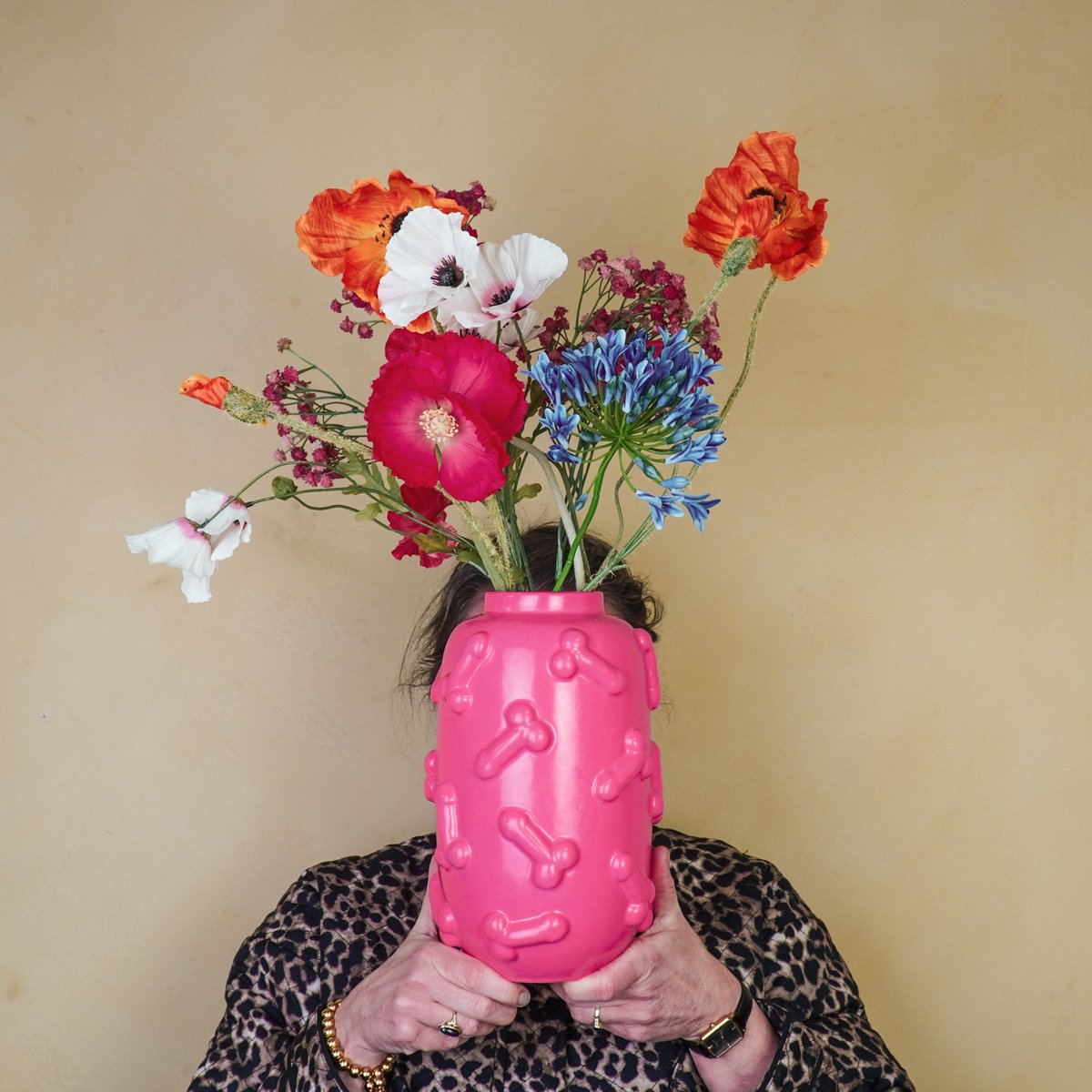 Housevitamin - Vaas - Dick - Keramiek - Roze - 17x17x27cm