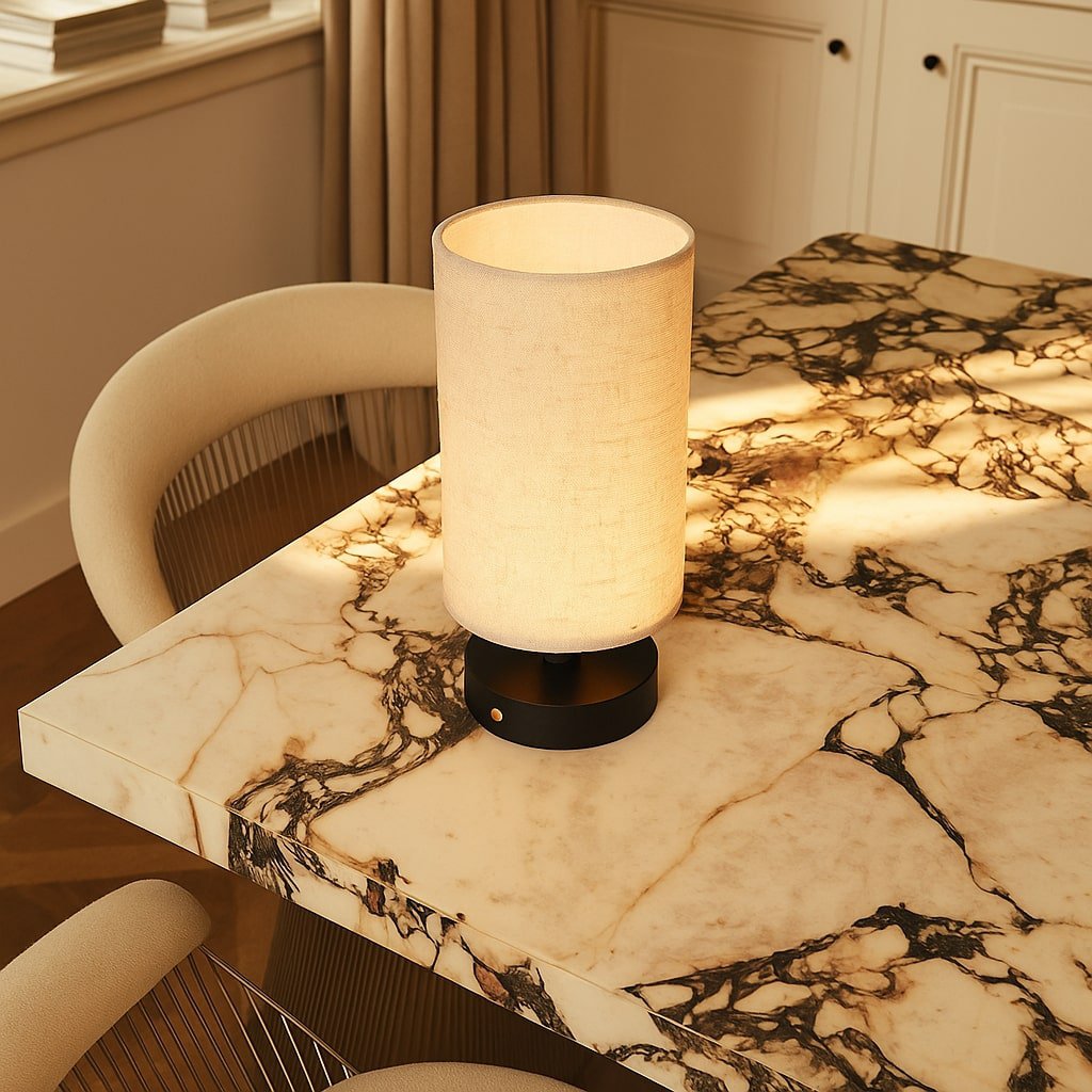 Tavellio-Amsterdam - Ben zwart houten tafellamp - Oplaadbaar en dimbaar