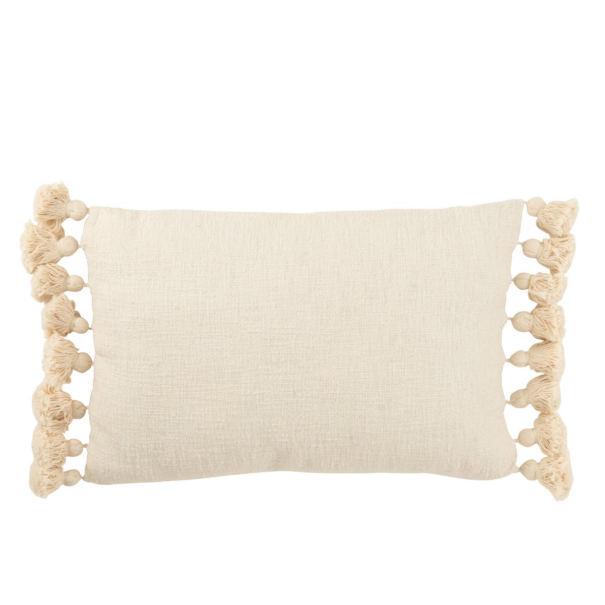 J-Line - Coussin Pompon - Coton - Beige