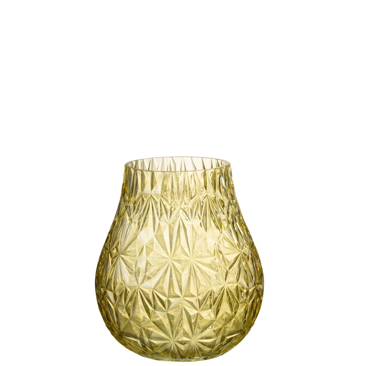 J-Line - Vase Nox Cut - Verre - Jaune - Petit