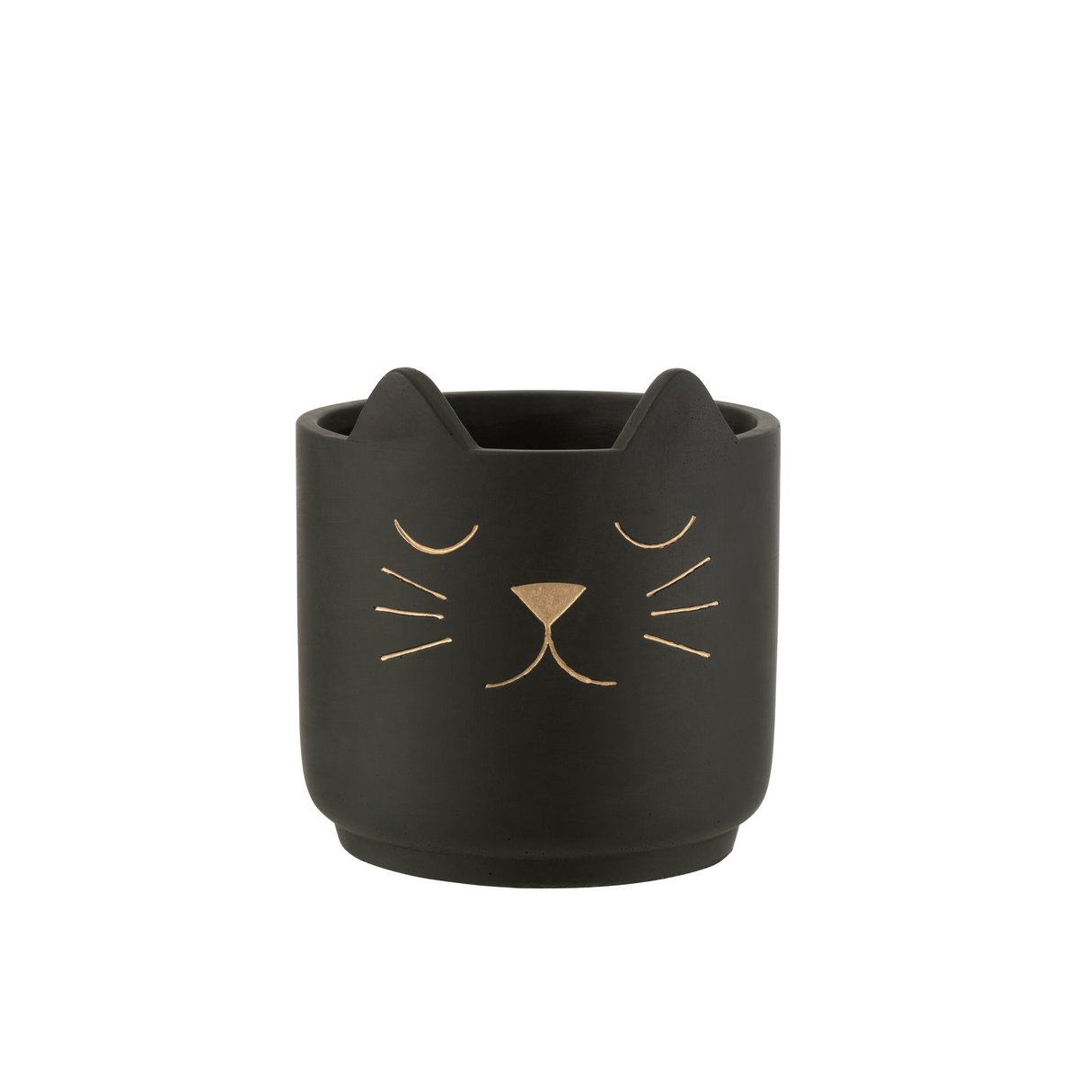 J-Line – Blumentopf Katze – Keramik – Schwarz/Gold – Groß – Ø19,00 cm