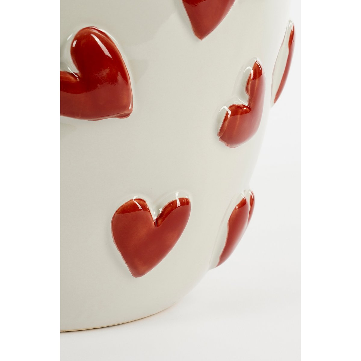 Mica Decorations - Hearts Vaas - H33 x Ø30 cm - Keramiek - Wit, Rood