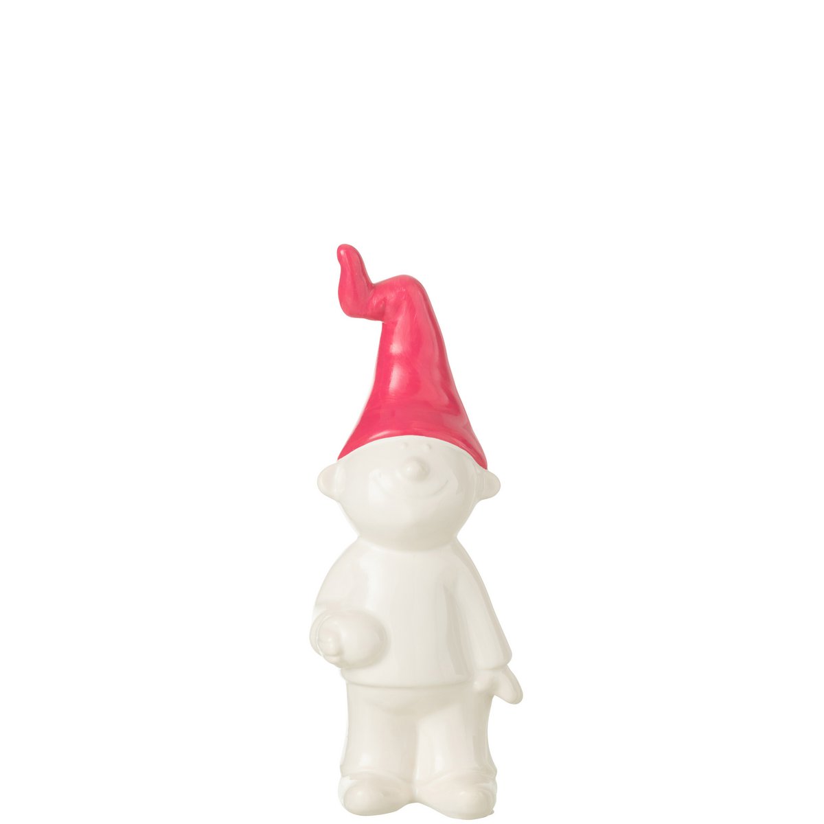 J-Line - Gnome Debout Céramique Blanc/Fuschia Petit