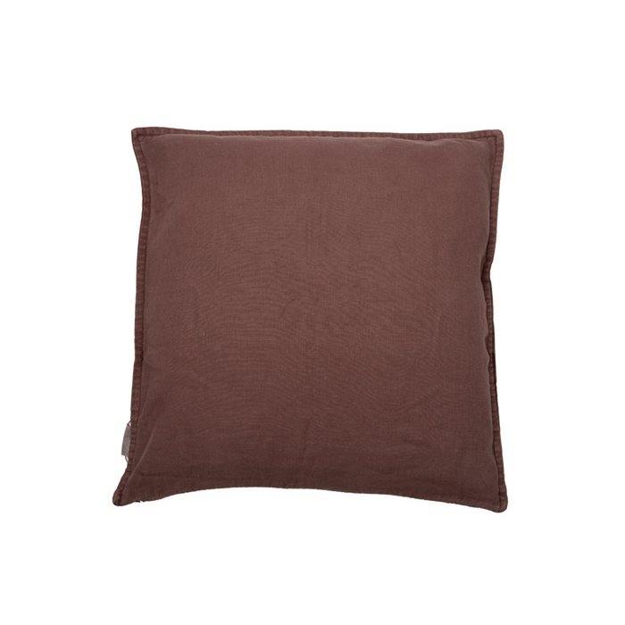 Mme. Bloom - Coussin décoratif vintage en velours/lin 'Vintage' (45cm x 45cm, Aubergine)