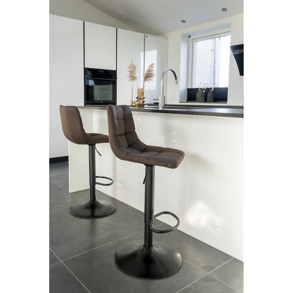 House Nordic - Tabouret de bar Middelfart - lot de 2 - Marron foncé