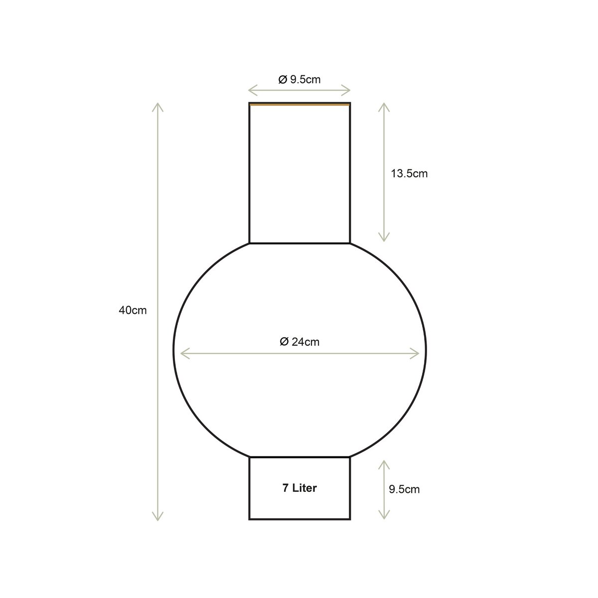 Pip Studio - Vase Metal Medium Ocher 24x40cm