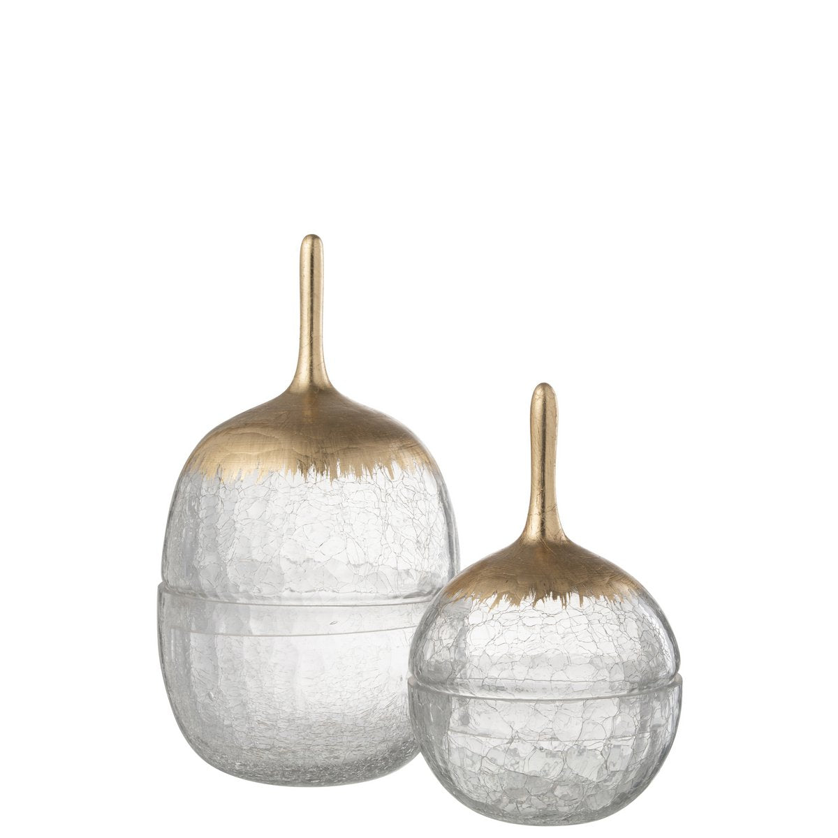 J-Line - Voorraadpot Crackle Glas Transparant Goud Large