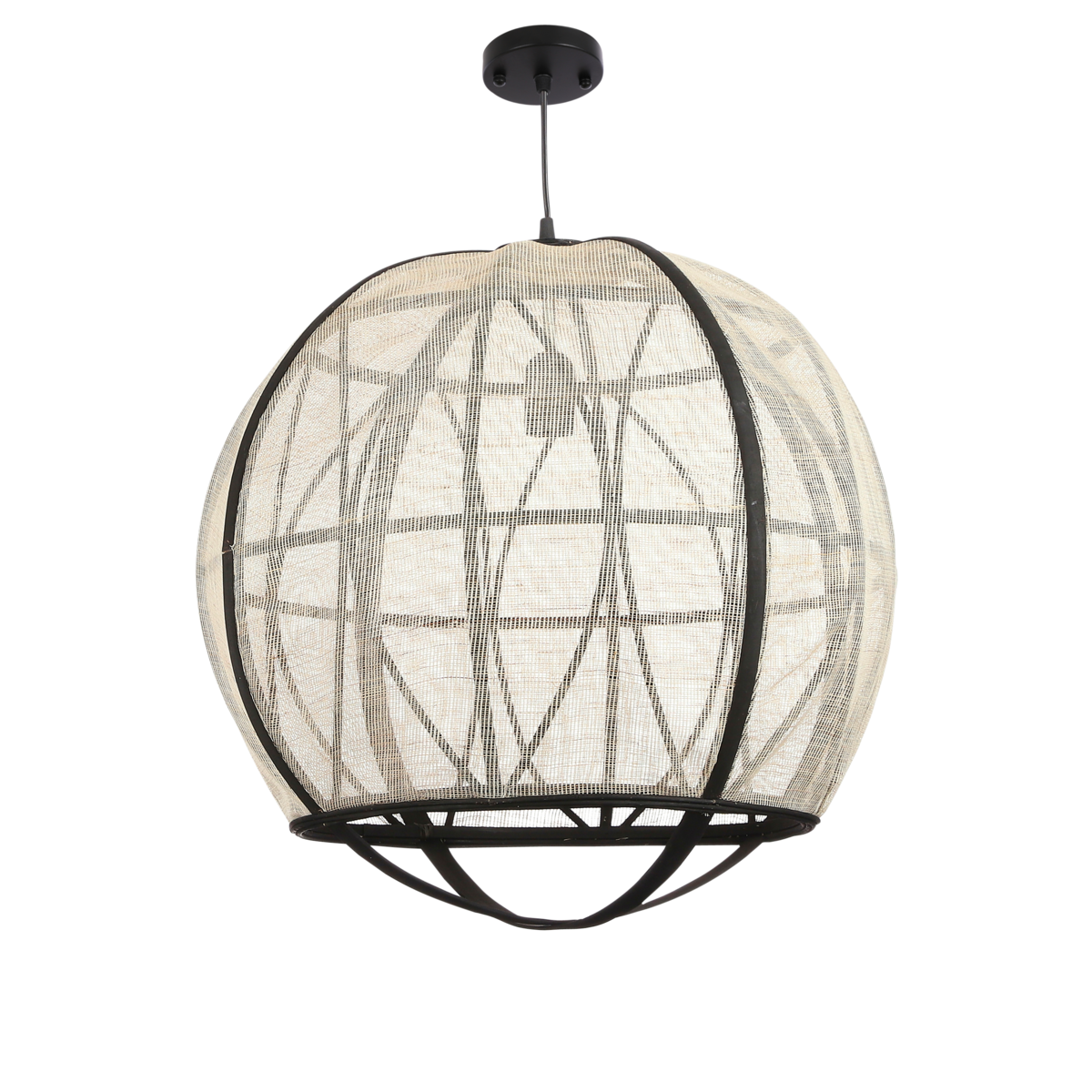 Mica Decorations - Lampe à Suspension Pella - H50 x Ø51 cm - Lin - Blanc Cassé