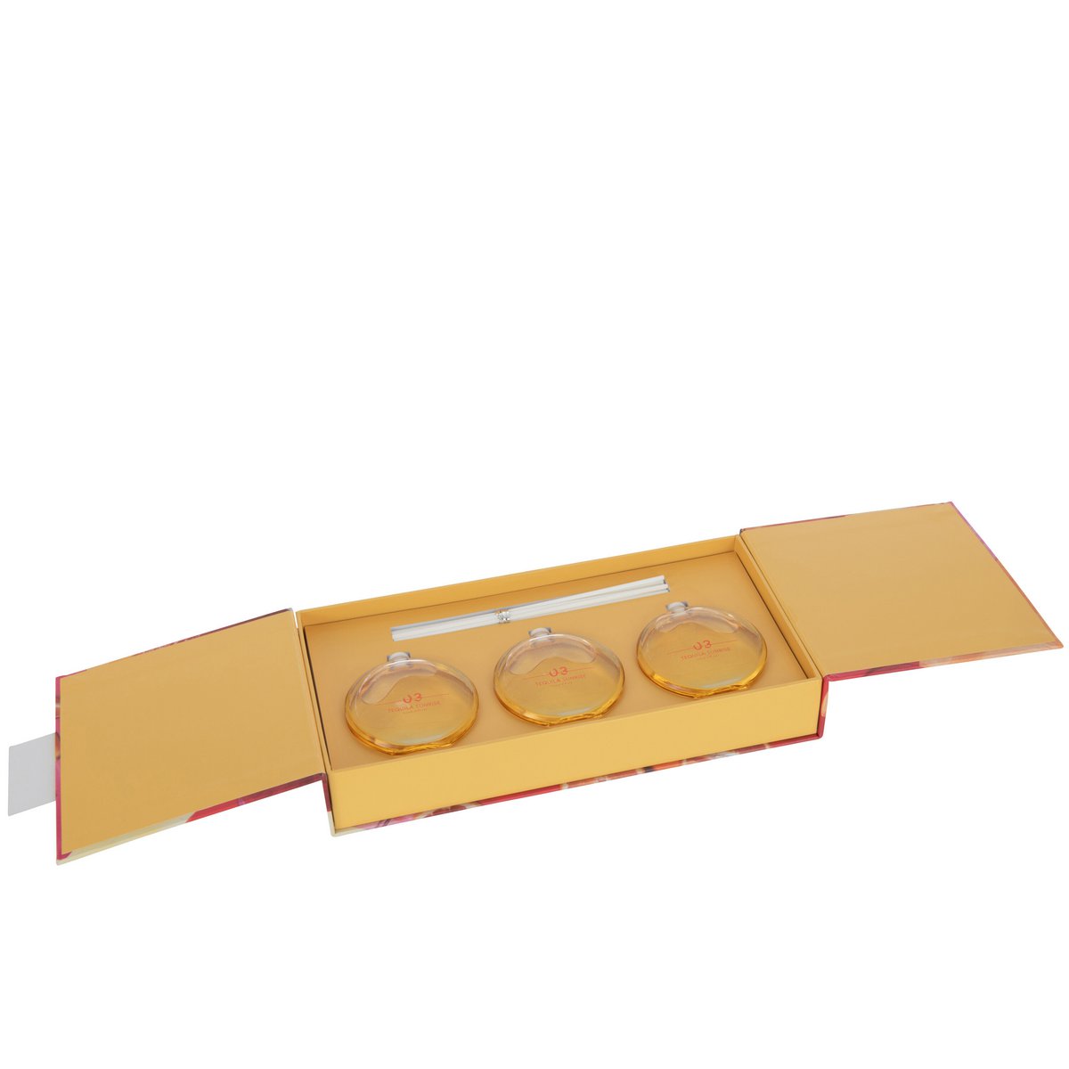 J-Line – Box mit 3 Duftölen + Stäbchen – Tequila Sunrise – Glas