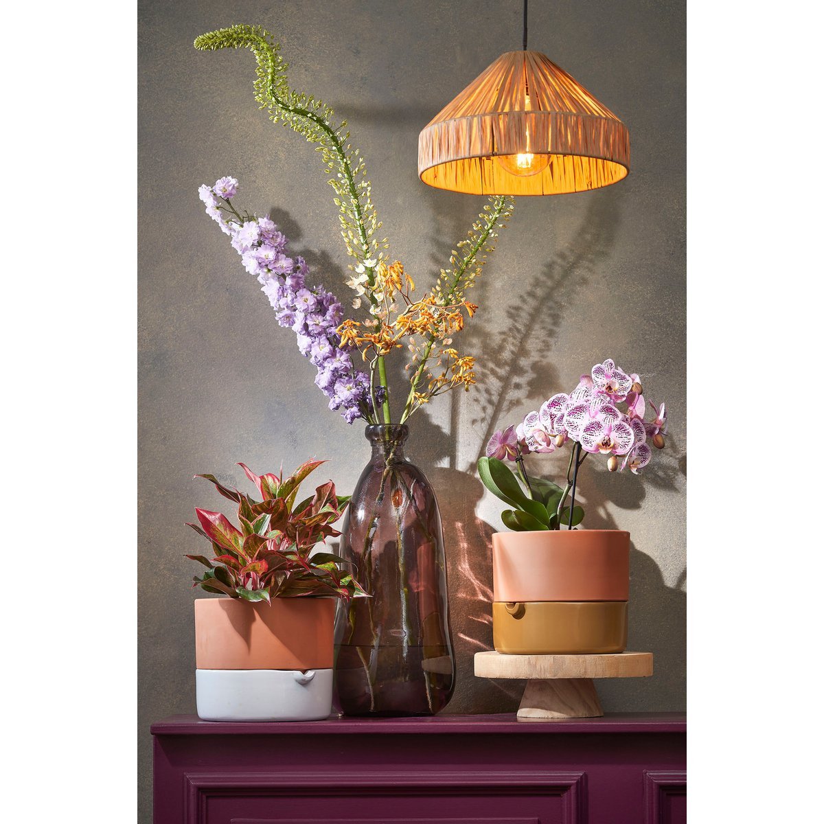 Mica Décorations - Pot de Fleur Venna avec Système d'Arrosage - H20,5 x Ø24 cm - Terre Cuite - Ocre