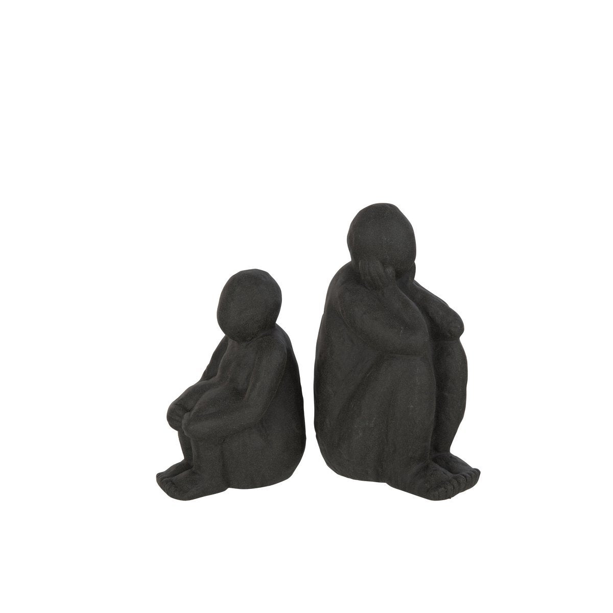 J-Line - Figurines assises Sand Glaze - Porcelaine - Noir